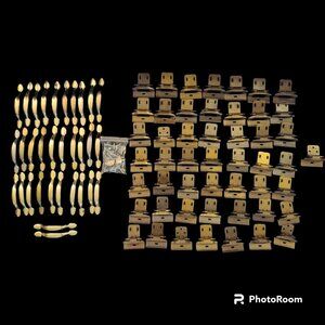 Large Lot of VTG Hardware - 50 Brass Belwith Hinges + 32 Belwith Cabinet Handles